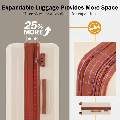 Miniatura 96 de Merax Equipaje, maleta extensible rígida con ruedas giratorias ligeras, Negro -, 40/48/52