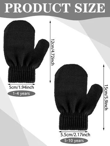 Miniatura 3 de Boao 5 pares de guantes de punto elásticos para niños y niñas, guantes cálidos de invierno para niños y niñas