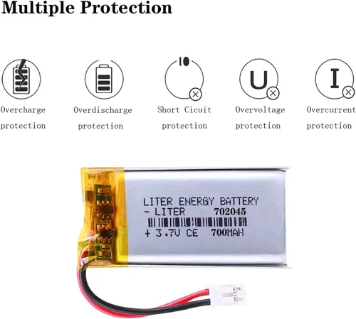 Miniatura 3 de Liter energy battery 3.7V Lipo Batería 700mAh Batería recargable de polímero de iones de litio 702045 para receptor transmisor de micrófono