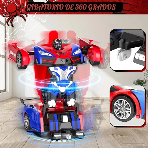 Miniatura 2 de Auto a control remoto con transformación de un botón, autos RC que se transforman en robot, 2.4 GHz 360 grados rotación de coche de policía con luz