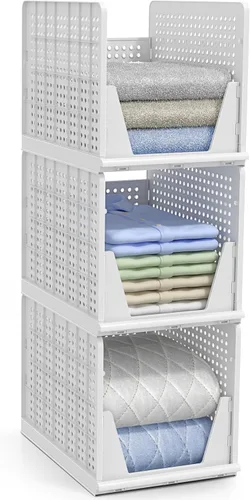 Miniatura 9 de Sorbus Organizador de estantes – Organizador de estante de armario para ropa, armario, baño, cocina, garaje – Cestas organizadoras de estantes