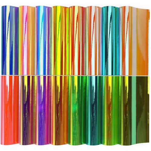 Miniatura 3 de Arteza Vinilo holográfico autoadhesivo, 12 x 12 pulgadas, juego de 16, hojas multicolor de arcoíris y ópalo, fácil de cortar y desmalezar