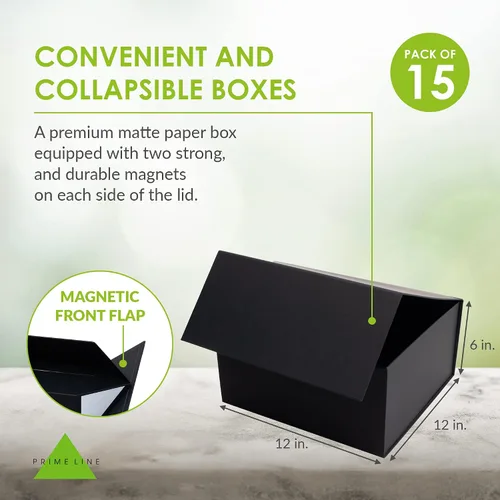 Miniatura 4 de Prime Line Packaging Cajas de regalo de Navidad, cajas de regalo navideñas con tapas para regalos, caja de regalo grande negra para envoltura