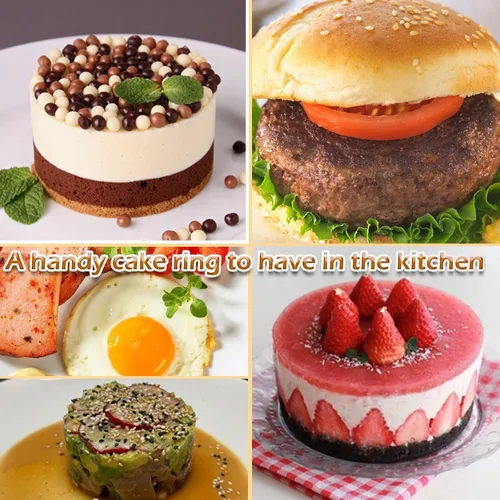 Miniatura 7 de Moldes redondos para anillos para tartas, anillos de comida de acero inoxidable de 4 pulgadas, moldes de cocina de mousse de postre con empujador