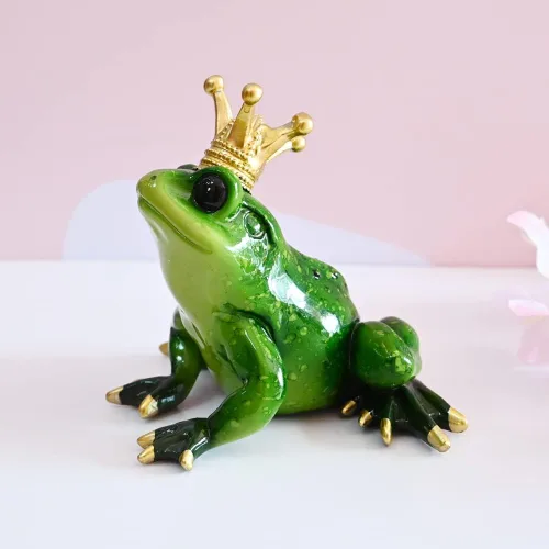 Miniatura 4 de Rana Príncipe Corona Prime Adorno de Dormitorio Coleccionable Estatua Figurita Linda Decoraciones para Escritorio de Oficina en Casa Estanterías