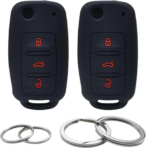 Funda de silicona con tapa para llavero de 3 botones, protector sin llave compatible con Volkswagen Passat CC Tiguan Touareg Eos Eurovan Golf GTI