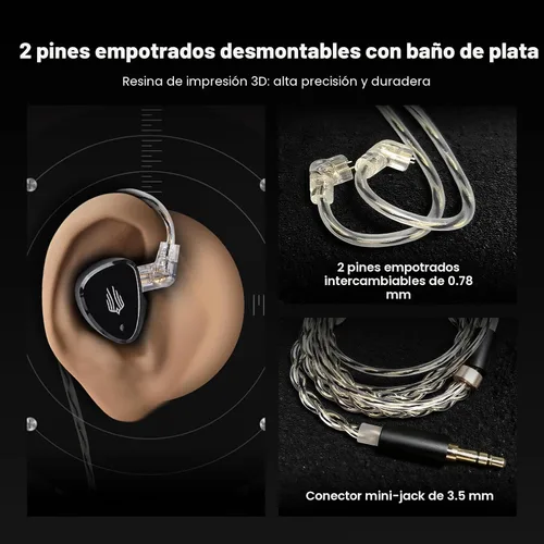 Miniatura 5 de Linsoul SIMGOT EM6L - Audífonos intraurales híbridos de monitor de 1DD + 4BA, auriculares para juegos, audífonos IEM HiFi con carcasa de resina