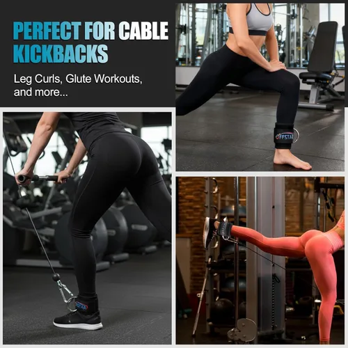 Miniatura 5 de Correa de tobillo (par) para máquina de cable, correa de tobillo para mujeres y hombres, entrenamientos de glúteos, extensiones de piernas