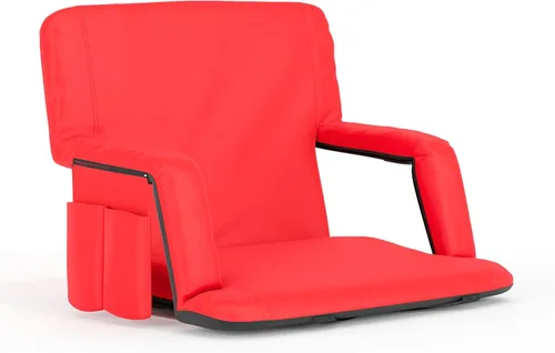 Flash Furniture Malta - Asiento de estadio portátil extra ancho para gradas o bancos, silla de estadio acolchada con correas para mochila y Rojo