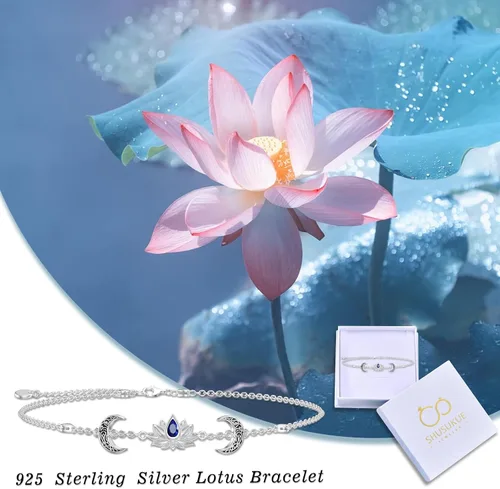 Miniatura 6 de Shusukue 925 Sterling Silver CatTurtle StarfishPenguinLotus Bracelet for Mom Daughter Wife Gift (with gift box)