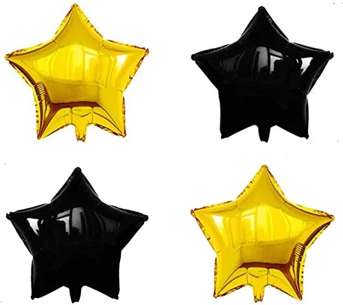 Miniatura 3 de 20 globos de papel de aluminio de estrella dorada y negra, globos de estrella negra de 18 pulgadas, globos de Mylar de estrella dorada