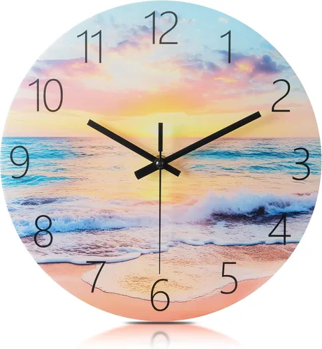 Relojes de pared de vidrio de 14 pulgadas para decoración de sala de estar, relojes de pared decorativos que funcionan con pilas, relojes de cocina