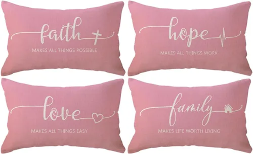 Miniatura 13 de Fundas de almohada inspiradoras con texto inspirador, fe, esperanza, amor, familia, fundas de almohada decorativas de 18 x 18 pulgadas, fundas