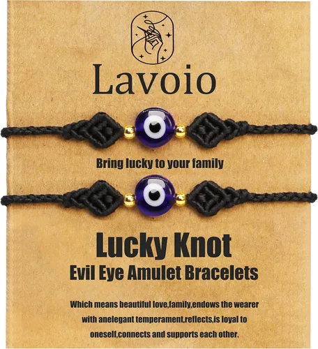 Lavoio Pulseras de nudo de la suerte contra el mal de ojo, hechas a mano, ajustable, amuleto de cuerda roja para mujeres, hombres, niños y niñas