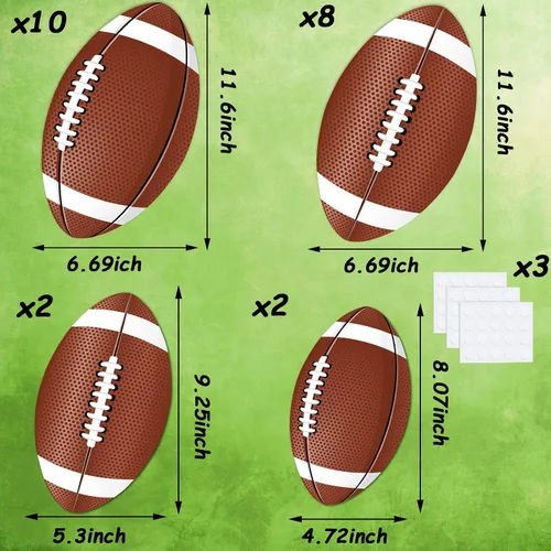 Miniatura 4 de Recorte de fiesta de fútbol, paquete de 22 tableros de anuncios de fútbol, decoración de aula, recortes con puntos de pegamento para decoración