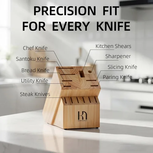 Miniatura 8 de KnifeSaga Juego de Cuchillos Premium, Japonés 15 Piezas Juego de Bloque de Cuchillos de Cocina de Acero Inoxidable de Alto Carbono con Afilador