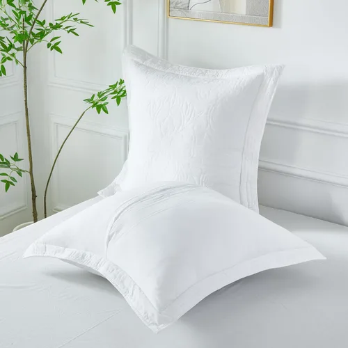 Miniatura 44 de WINLIFE Juego de 2 fundas de almohada acolchadas 100% algodón, estampado floral, tamaño King, color verde