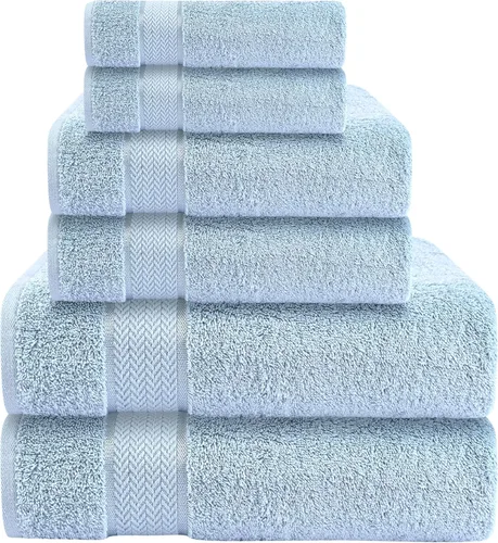 Miniatura 25 de Juego de toallas de baño - 100% algodón - 2 toallas de baño, 2 toallas de mano y 2 paños - Grandes, secado rápido, absorbentes, suaves, lujosas