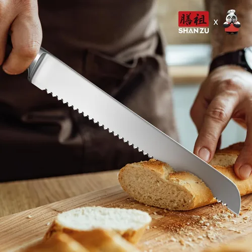 Miniatura 6 de SHAN ZU - Cuchillo para pan de 10" - Cuchillo profesional de rebanar masa madre, hoja serrada de acero inoxidable alemán 1.4116, mango ergonómico