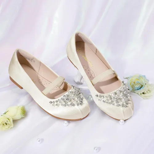 Miniatura 3 de DREAM PAIRS Zapatos de ballet planos con flores para niñas, Mary Jane, zapatos planos de bailarina para vestido de diariobodafiesta