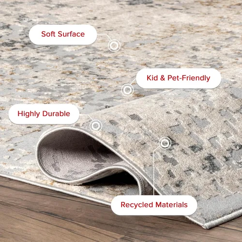 Miniatura 5 de nuLOOM Chastin - Alfombra abstracta moderna de 5 x 8 pies, moderna/contemporánea, beige/gris, para sala de estar, dormitorio, comedor, cocina