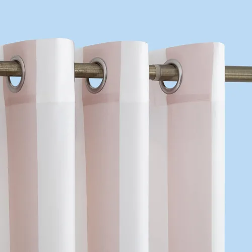 Miniatura 15 de Par de paneles de cortina con ojales Sun Zero Valencia estilo cabaña a rayas para interior/exterior con protección UV y eficiencia energética