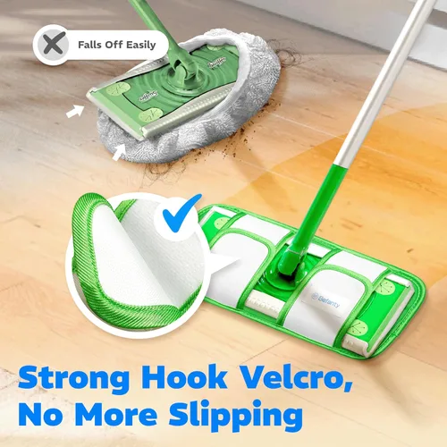 Miniatura 4 de Paquete de 2 almohadillas de microfibra reutilizables, compatibles con Swiffer Sweeper, paños lavables a máquina, repuestos para limpieza de todos