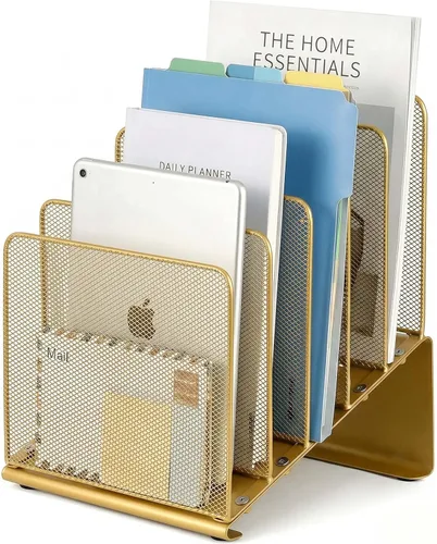 Miniatura 15 de LEKETREE Organizador de archivos para escritorio, organizador de carpetas de archivos con estante vertical de 5 secciones, adecuado