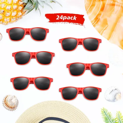 Miniatura 26 de FEPITO Paquete de 24 lentes de sol de fiesta a granel para regalos de fiesta de cumpleaños, rellenos de bolsas de golosinas para playa, piscina