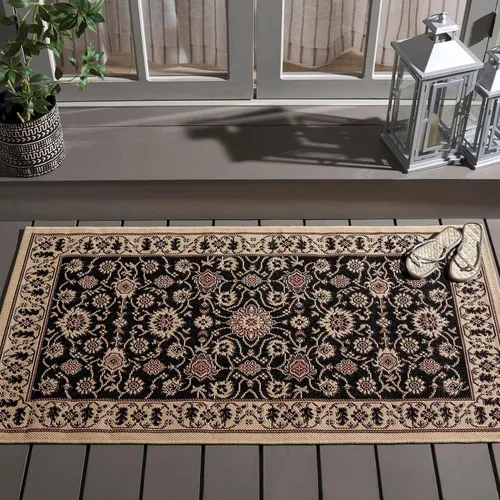 Miniatura 13 de SAFAVIEH Alfombra lavable al aire libre Courtyard Collection - 2'7" x 5', marrón y crema, no desprende pelusa y fácil limpieza, ideal para patio