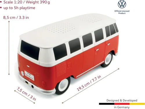 Miniatura 3 de BRISA Colección VW - Caja inalámbrica con altavoz Bluetooth portátil Volkswagen con batería recargable T1 autobús autocaravana