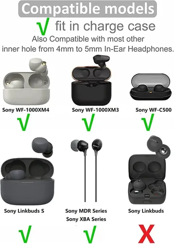 Miniatura 2 de JNSA Almohadillas de silicona de repuesto para auriculares Sony XBA MDR WF, compatibles con WF-1000XM4, 1000XM3, C500, SP800N, tapones