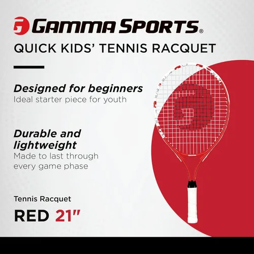 Miniatura 2 de Gamma Sports - Raqueta de tenis juvenil: raqueta de tenis Quick Kids de 19 pulgadas, raquetas de tenis juveniles prestrung para niños y niñas