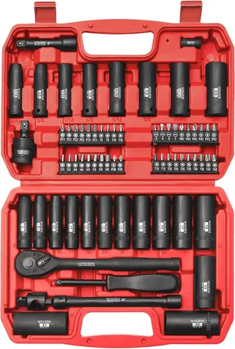 Miniatura 10 de WIILDIS - Juego de llaves de impacto de 33 piezas, juego de llaves de 3/8" con trinquete reversible de 72 dientes, CR-V, 6 puntas, SAE/métrico, 5/16