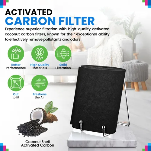 Miniatura 2 de Corte para adaptarse a la hoja de filtro de carbón activado de 16 x 48 pulgadas, filtro de aire de carbón activado para purificadores de aire