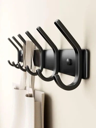 GWAAZXGZ Perchero para colgar en la pared, 15 pulgadas, de metal negro mate, organizador de 6 ganchos para montar en la pared, moderno para