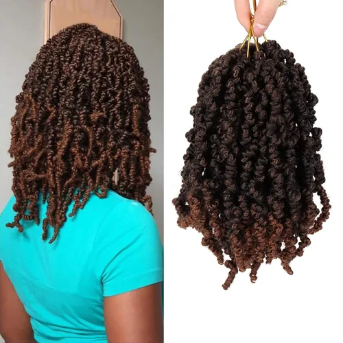 Miniatura 13 de Dorsanee Extensiones de cabello sintético corto estilo Bob Spring Twist de 6 pulgadas, 6 paquetes de extensiones de cabello sintético pretrenzado