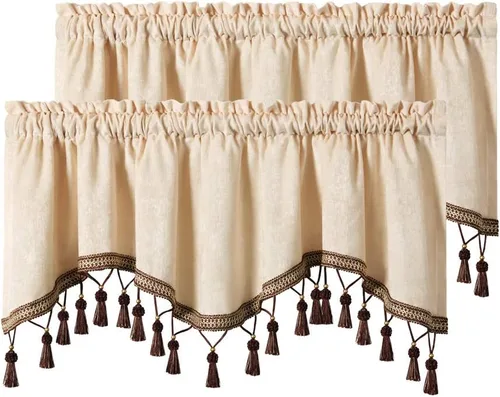 Miniatura 7 de Cortinas de doble cara de felpilla para cortina de cocina, cenefa para sala de estar