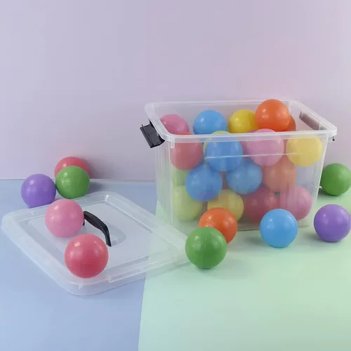 Miniatura 5 de Caja de almacenamiento transparente de plástico de 10 L, caja de plástico con tapa, paquete de 6 Clear Design, Locking Latch Lid, Convenient Top