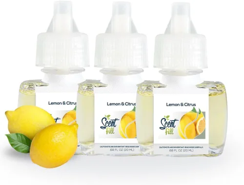 Miniatura 10 de Scent Fill Ambientador 100% natural de cereza y almendra con enchufe, recambios de aceite perfumado, 3 recambios