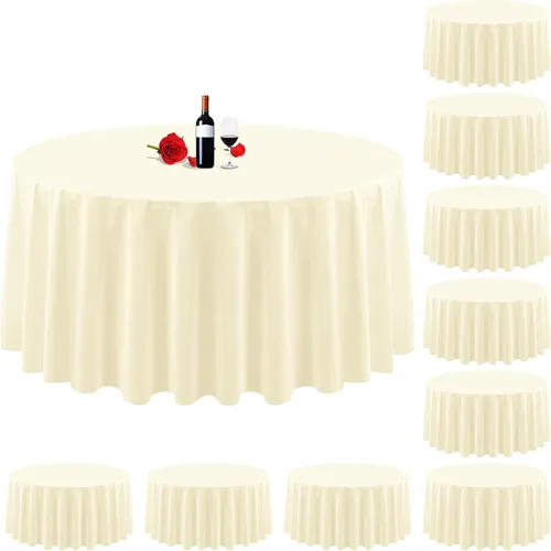 Miniatura 14 de Paquete de 10 manteles rectangulares de 60 x 102 pulgadas, color beige para mesas rectangulares de 6 pies, mantel rectangular de tela de poliéster