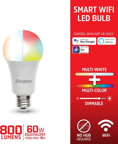 Miniatura 2 de Energizer Connect Smart A19 - Bombilla LED RGB multicolor y multicolor con control de voz y acceso remoto a través de tu teléfono inteligente