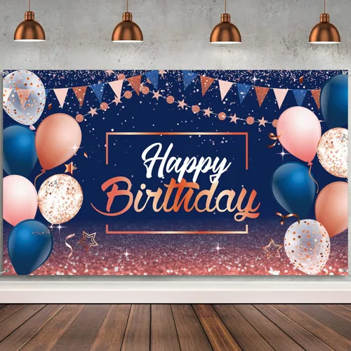 Miniatura 11 de Tatuo Decoraciones de Feliz Cumpleaños Telón de Fondo Pancarta, Cartel de Fondo de Cumpleaños con Purpurina, Suministros de Fiesta, Fondo de Fotos