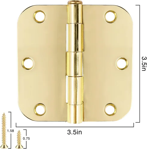 Miniatura 121 de Paquete de 30 bisagras redondeadas con radio de 5/8", de hierro, planas, herrajes para puertas, decoración de puertas dobles, habitación, oficina