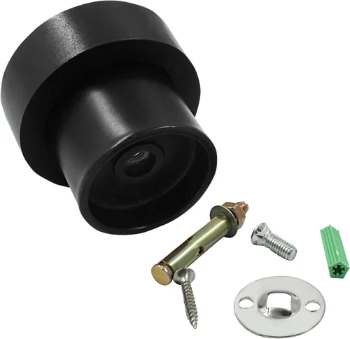 Miniatura 2 de Tope de puerta cilíndrico negro mate, tope de puerta de piso resistente de 1.8 pulgadas con anillo de goma, topes de puerta de acero inoxidable