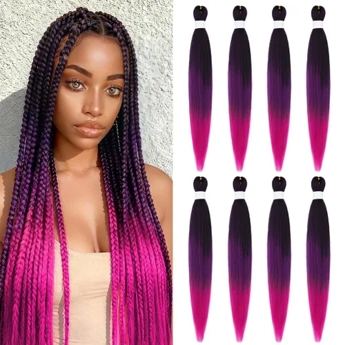 Miniatura 67 de 8 paquetes de extensiones preestiradas - 16 pulgadas de cabello trenzado premium, 55G/paquete, sin picazón, fijación en agua caliente, textura Perm