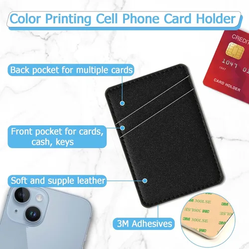 Miniatura 2 de Soporte para Tarjetas de Crédito de Teléfono de Cuero, Billetera para Teléfono, Adhesivo para Billetera de Teléfono, Elegante Funda para Teléfono