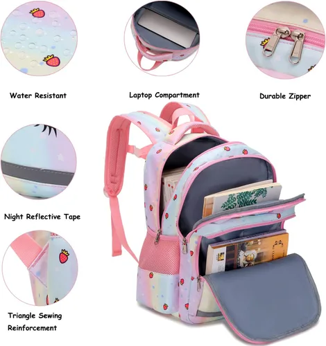 Miniatura 6 de Mochilas para niñas mochila de zorro mochila escolar con lonchera y estuche para lápices Multi