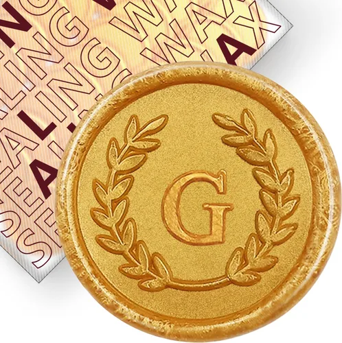 100 calcomanías adhesivas de cera con letra G doradas, hechas a mano, sin necesidad de sellar, rasgar y usar calcomanías de cera para invitaciones
