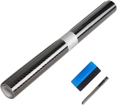 Miniatura 21 de LZLRUN Envoltura de vinilo de fibra de carbono 5D - Calificada para uso al aire libre y en automóviles - 1 pie x 5 pies Incluye espátula y aplicador